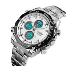 Cargar imagen en el visor de la galería, RELOJ PARA HOMBRE SKMEI DUAL TIME WATCH 1302SIWT - PLATEADO