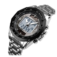 Cargar imagen en el visor de la galería, RELOJ CLÁSICO PARA HOMBRE SKMEI DUAL TIME WATCH 1493SIBK - PLATEADO
