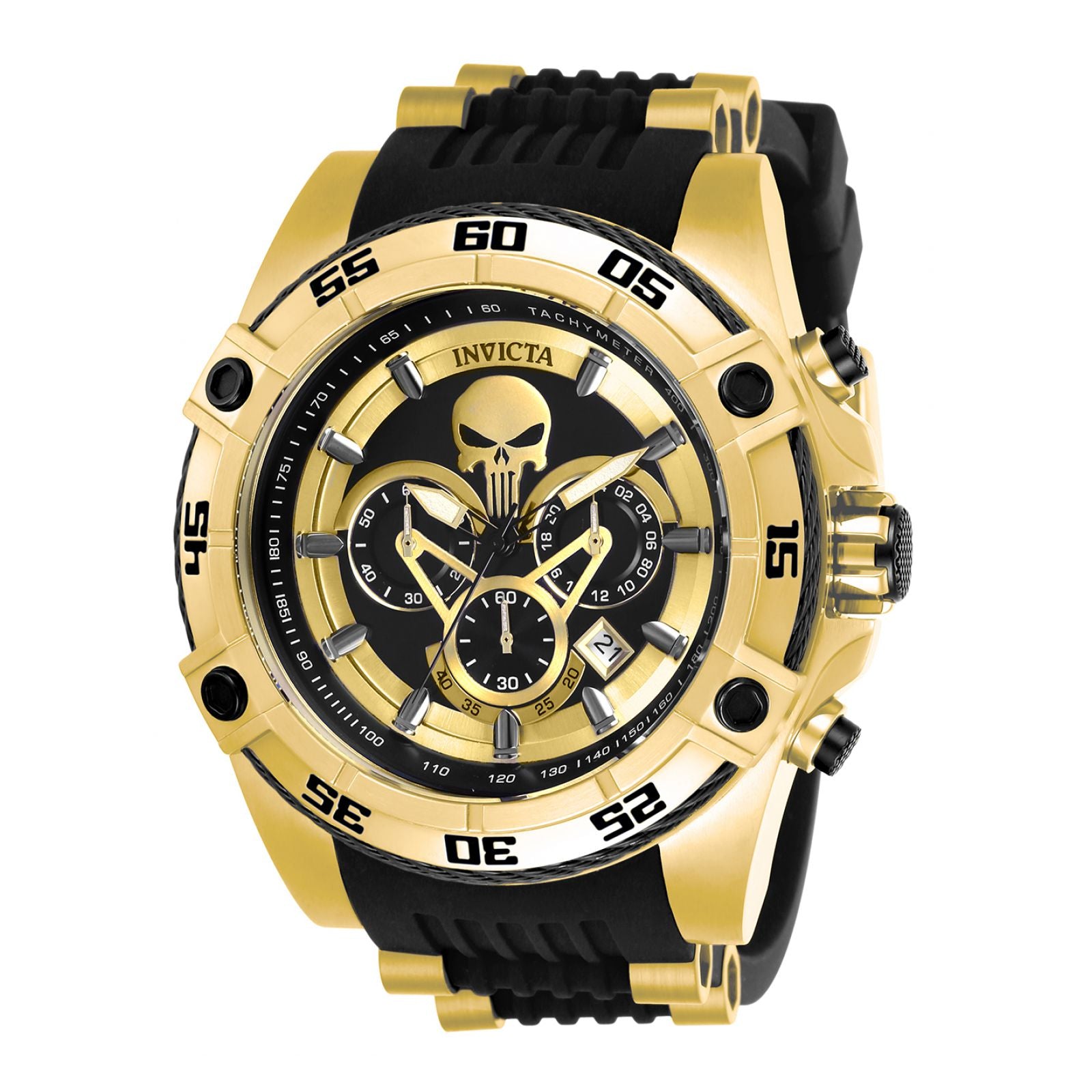 RELOJ PUNISHER PARA HOMBRE INVICTA MARVEL 26860 ORO NEGRO