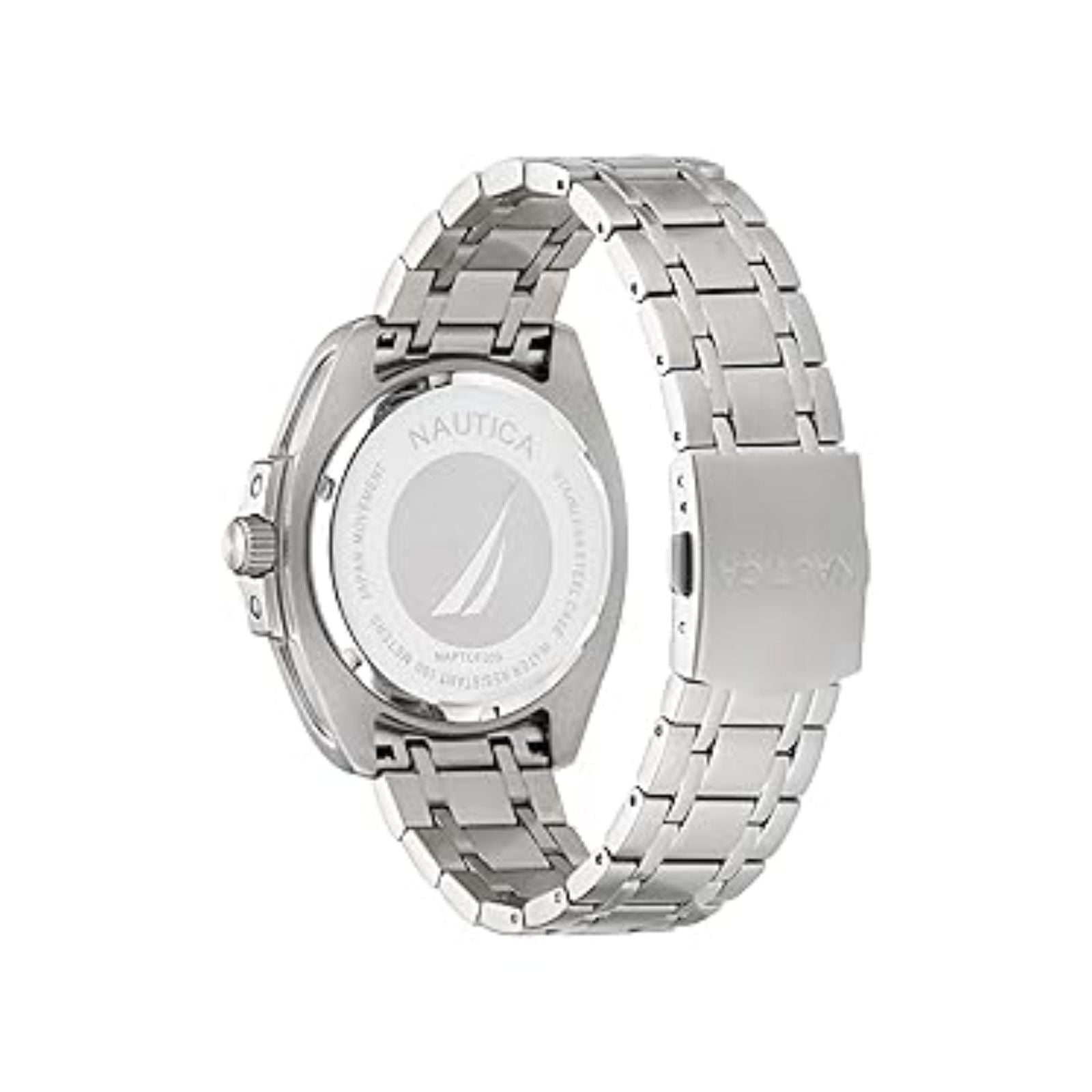 Nautica Tin Can Bay Chrono – Orologio Uomo In Acciaio Inox, Cassa 44mm, Quadrante Nero, Cinturino In Silicone Blu, Impermeabile 100m, Modello NAPTCF206