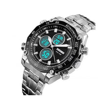 Cargar imagen en el visor de la galería, RELOJ  PARA HOMBRE SKMEI DUAL TIME WATCH 1302SIBK - PLATEADO
