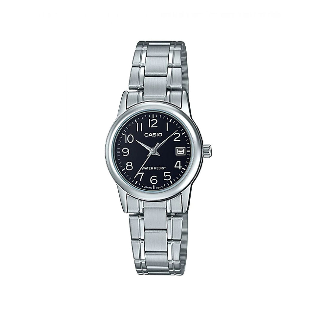 RELOJ  PARA MUJER CASIO  LTP-V002D-1B - PLATEADO