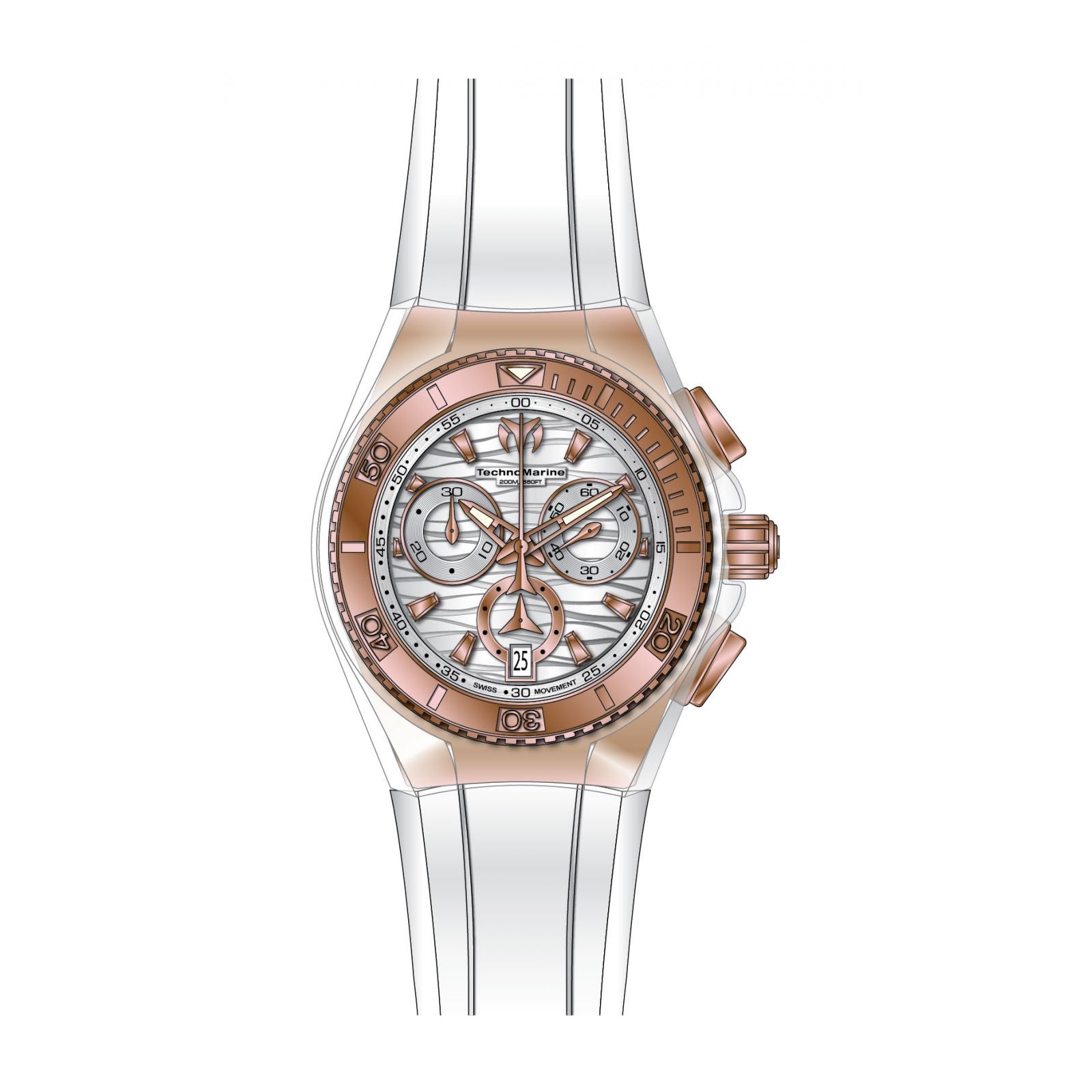 Chronograph Tm 115044 Technomarine Rose Discount Gold Watch